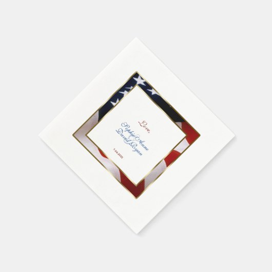 Patriottisch, Elegant Amerikaans Vlag Gouden Lijst Servet (Hoek)