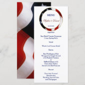 Patriottisch, Elegant USA Flag Gold Wedding Menu (Voorkant / Achterkant)