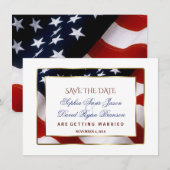 Patriottisch, Elegante Amerikaanse Vlag Goud Save Save The Date (Voorkant / Achterkant)