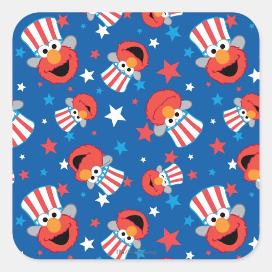 Patriottisch Elmo-patroon Vierkante Sticker (Voorkant)
