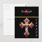 Patriottisch embleem: Canadees Vlag Kruis Briefkaart (Voorkant / Achterkant)