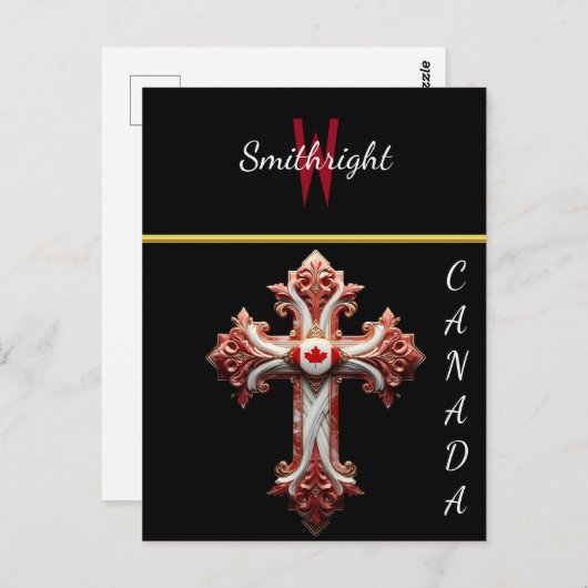 Patriottisch embleem: Canadees Vlag Kruis Briefkaart (Voorkant / Achterkant)