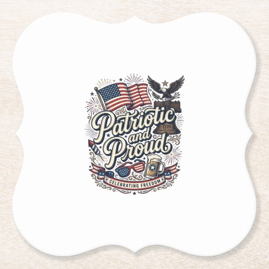 Patriottisch en trots vintage vier juli kartonnen onderzetters (Voorkant)