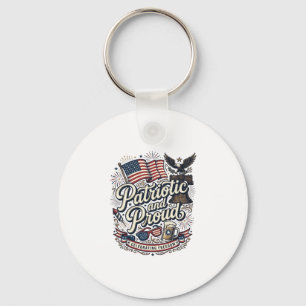 Patriottisch en trots vintage vier juli sleutelhanger