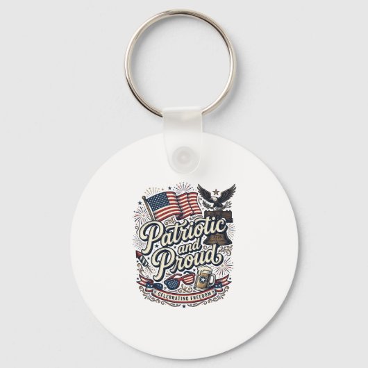 Patriottisch en trots vintage vier juli sleutelhanger (Voorkant)