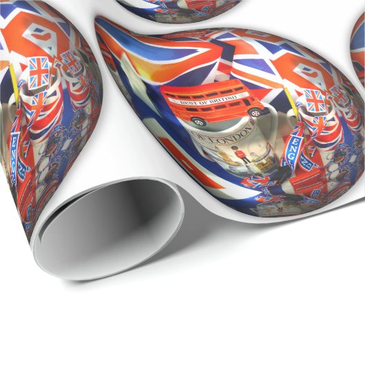 Patriottisch Engeland Londen collage kunst accesso Cadeaupapier (Rol Hoek)