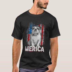 Patriottisch Engels Bulldog American Flag Dog Vint T-shirt