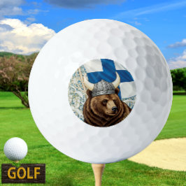 Patriottisch Finland, Vlag, Vikingbeer Art Nouveau Golfballen