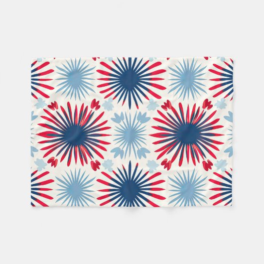 Patriottisch Fireworks-patroon Fleece Deken (Voorkant (Horizontaal))
