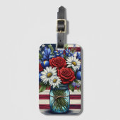 Patriottisch, floraal verdrietig Amerikaans Bagagelabel (Voorkant (verticaal))
