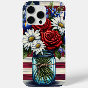 Patriottisch, floraal verdrietig Amerikaans iPhone 15 Pro Max Hoesje