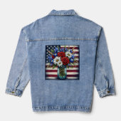 Patriottisch, floraal verdrietig Amerikaans Denim Jacket (Achterkant)