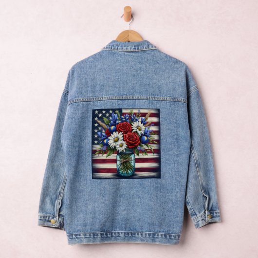 Patriottisch, floraal verdrietig Amerikaans Denim Jacket (Hangar)