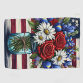 Patriottisch, floraal verdrietig Amerikaans Golfhanddoek (Horizontaal)