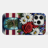 Patriottisch, floraal verdrietig Amerikaans iPhone Hoesje (Achterkant horizontaal)
