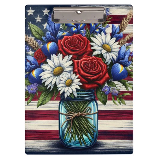 Patriottisch, floraal verdrietig Amerikaans Klembord (Voorkant)
