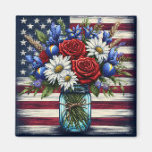 Patriottisch, floraal verdrietig Amerikaans Magneet (Voorkant)