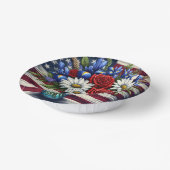 Patriottisch, floraal verdrietig Amerikaans Papieren Kommen (Gebogen)