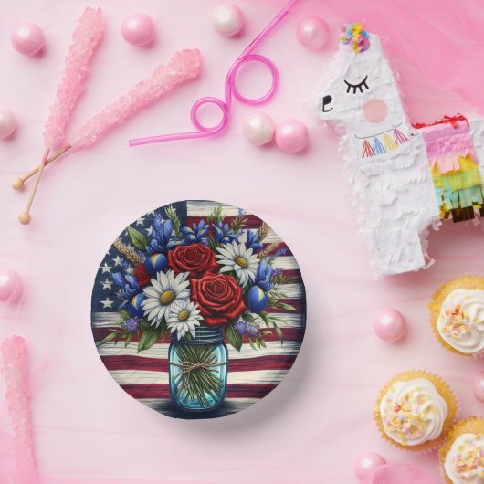 Patriottisch, floraal verdrietig Amerikaans Papieren Kommen (Feest)