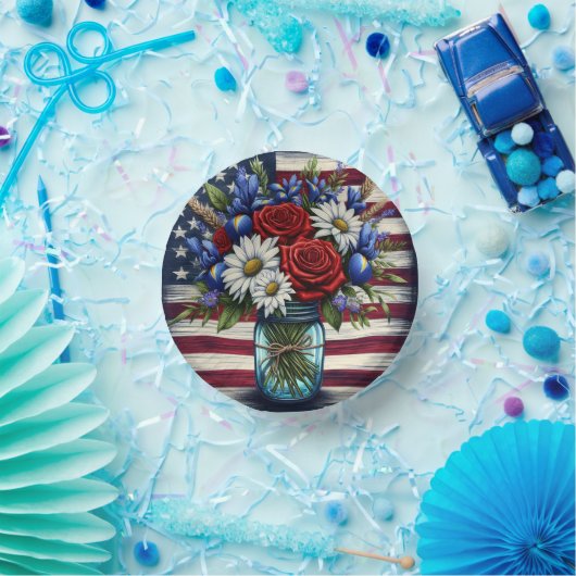 Patriottisch, floraal verdrietig Amerikaans Papieren Kommen (Feest)