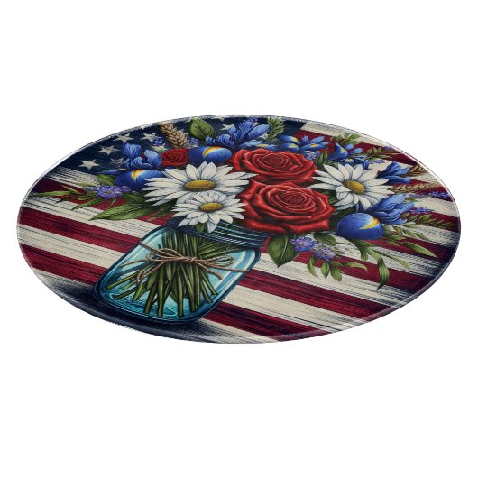 Patriottisch, floraal verdrietig Amerikaans Snijplank (Hoek)