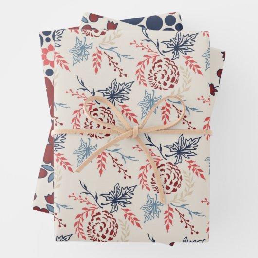 Patriottisch Floral patroon Juli Vierde Partij  Inpakpapier Vel (In situ)