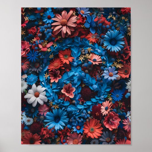 Patriottisch Floral Peace Symbol Poster (Voorkant)