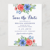 Patriottisch Floral Red Blue Afstuderen sparen de  (Voorkant)