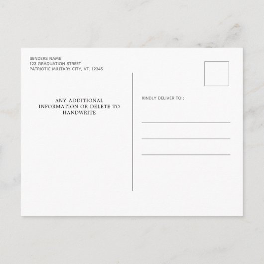Patriottisch Floral Red White Blue Party Afstudere Uitnodiging Briefkaart (Achterkant)