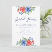 Patriottisch Floral Red White Blue Vrijgezellenfee Kaart (Staand voorkant)