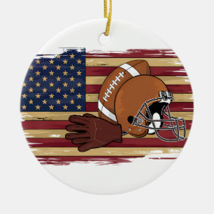 Patriottisch Football 4 juli Amerikaanse vlag Keramisch Ornament