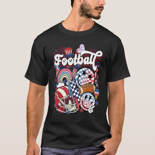Patriottisch Football 4 juli Amerikaanse vlag T-shirt (Voorkant)