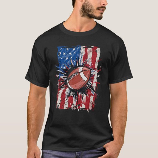 Patriottisch Football 4 juli Mannen VS Amerikaanse T-shirt (Voorkant)