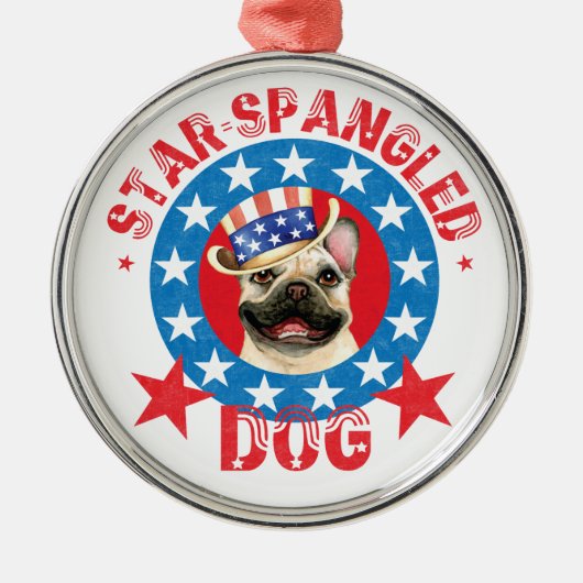 Patriottisch Frenchie Metaal Ornament (Voorkant)