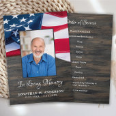 Patriottisch Funeral American Flag Veteran Memoria Programmakaart