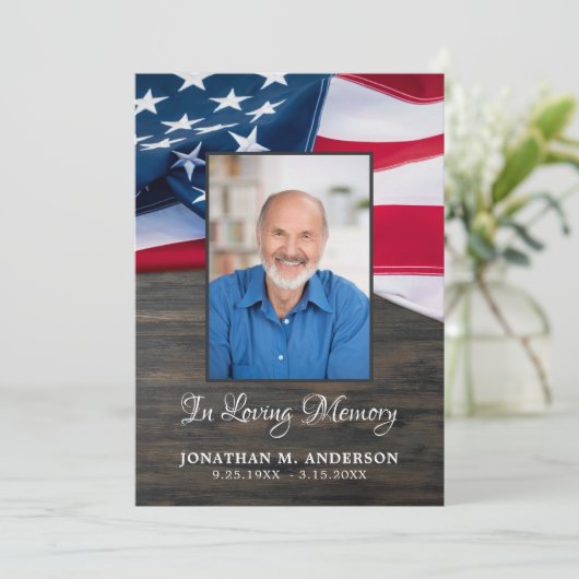 Patriottisch Funeral American Flag Veteran Memoria Programmakaart (Staand voorkant)