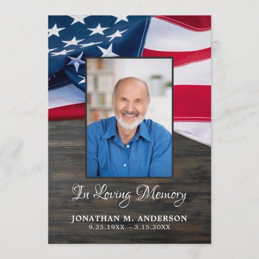 Patriottisch Funeral American Flag Veteran Memoria Programmakaart (Voorkant)
