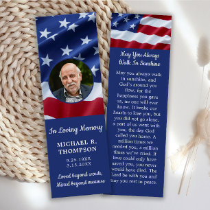 Patriottisch gedenkteken Foto Funeral Prayer Bladw Mini Visitekaartjes