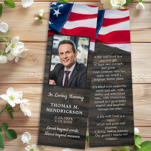 Patriottisch gedenkteken Foto Funeral Prayer Bladw Mini Visitekaartjes