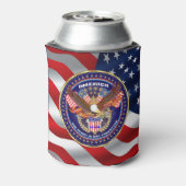 Patriottisch gedimd. 3 inch (diameter), hoogte van blikjeskoeler (Blikje Achterkant)