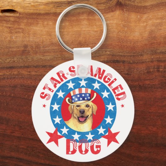 Patriottisch geel laboratorium sleutelhanger (Voorkant)