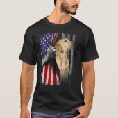 Patriottisch geel labrador American Flag Dog Famil T-shirt (Voorkant)
