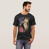Patriottisch geel labrador American Flag Dog Famil T-shirt (Voorkant volledig)