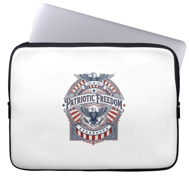 Patriottisch geloof boven vrees USA Vector Graphic Laptop Sleeve (Voorkant)