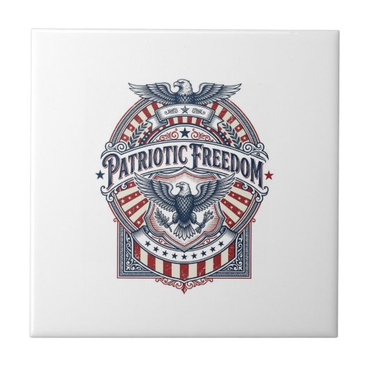Patriottisch geloof boven vrees USA Vector Graphic Tegeltje (Voorkant)