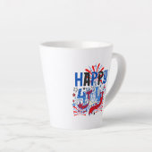 Patriottisch Gelukkig 4 juli Viering Ontwerp Latte Mok (Rechterhoek)