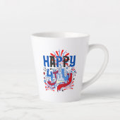 Patriottisch Gelukkig 4 juli Viering Ontwerp Latte Mok (Rechts)