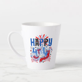Patriottisch Gelukkig 4 juli Viering Ontwerp Latte Mok