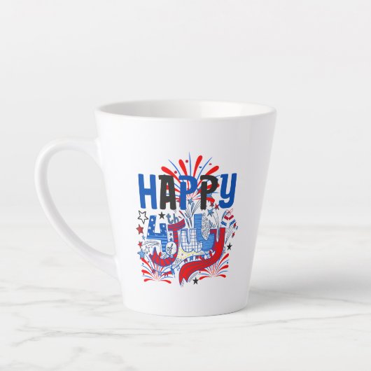 Patriottisch Gelukkig 4 juli Viering Ontwerp Latte Mok (Links)