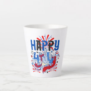Patriottisch Gelukkig 4 juli Viering Ontwerp Latte Mok
